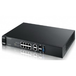 ZyXEL GS2200-8HP 8 Port 10/100/1000 PoE Gigabit Ethernet + 2 dual personality GbE Ports Layer 2 Switch