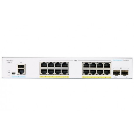 Cisco CBS250-16P-2G-EU 16-Port Gigabit Ethernet POE+ 120W + 2 SFP (Gigabit Ethernet) Layer 3 Smart Switch