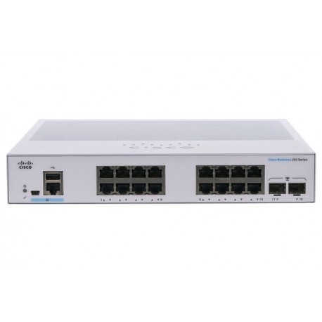 Cisco CBS250-16T-2G-EU 16-Port Gigabit Ethernet + 2 SFP (Gigabit Ethernet) Layer 3 Smart Switch